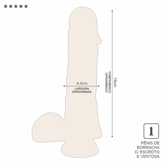Pênis com Escroto e Ventosa 18 x 4,4 cm da Sexy Fantasy é ideal para quem busca uma experiência mais intensa e visualmente impactante. Com veias marcadas, glande saliente e escroto volumoso, ele entrega máximo realismo. A base com ventosa garante liberdade total para explorar posições sem o uso das mãos.