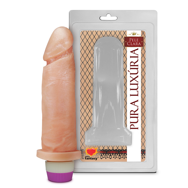 As Próteses Sexy Fantasy foram desenvolvidas com plastisol atóxico, material de altíssima qualidade visando segurança e confiabilidade total.  Prótese peniana realística com vibro da Sexy Fantasy, tamanho 15,3cm X 4,5cm, sem escroto e sem ventosa, ideal para estímulos manuais com textura macia e vibrador interno.
