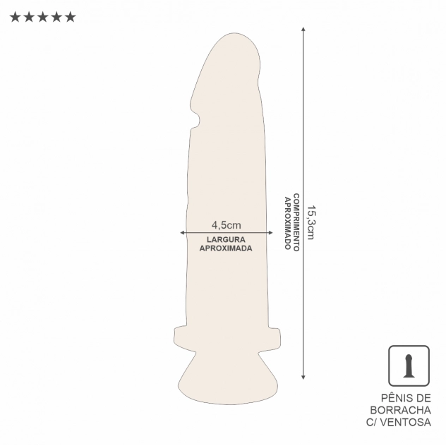 Pênis de borracha com ventosa da Sexy Fantasy, tamanho 15,3cm x 4,5cm, textura realística, com escroto e ideal para uso sem as mãos em superfícies lisas.

Palavra-chave principal:
Pênis de borracha com ventosa

Palavras-chave relacionadas:
prótese peniana com escroto, dildo com ventosa 15cm, consolo realístico Sexy Fantasy, brinquedo erótico com base fixa, pênis artificial 15,3x4,5cm, consolo mãos livres, dildo para fixar na parede, pênis de borracha tamanho médio