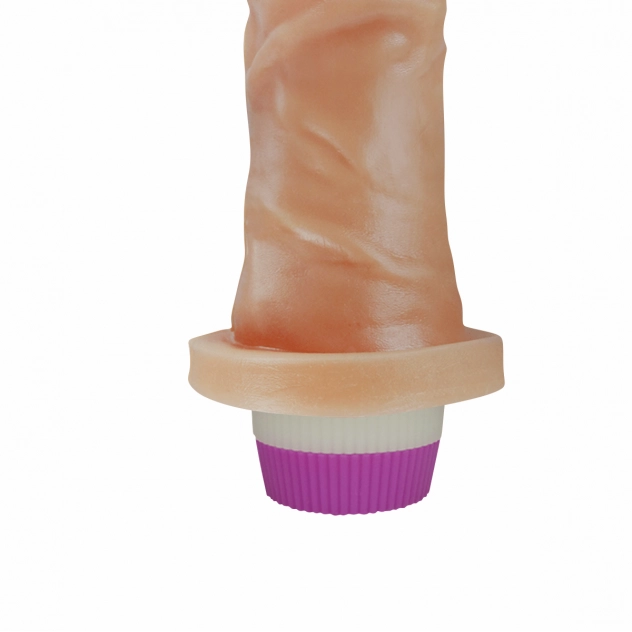 Prótese peniana realística com vibro interno Sexy Fantasy – tamanho 15,3 cm de comprimento por 4 cm de diâmetro, em cor bege, com textura de veias marcadas e formato anatômico, ideal para estimulação íntima